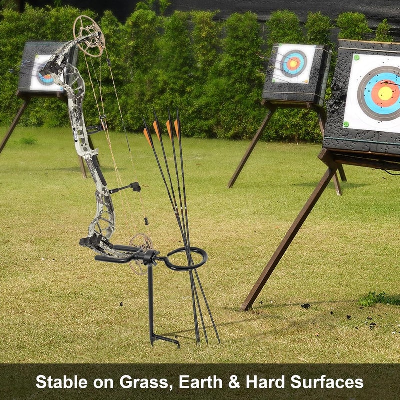 AHOSOUTLY Bow Stake with 360 Degree Adjustable Rotating Fork and Arrow Ring Strong Bow Arrow Bracket for Recurve/Compound Bow - Image 4